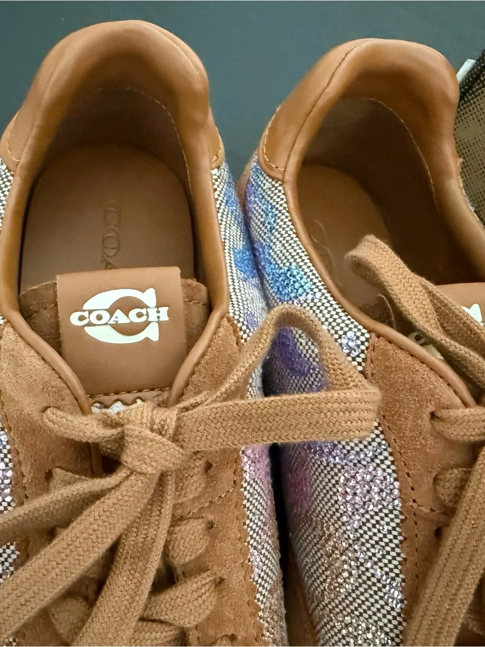 Coach Suede Sneaker with Iridescent Crystal Paneling Size 10 NEW